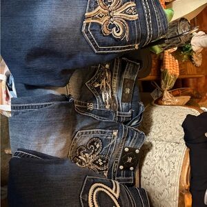 Miss Me Dark Blue Embroidered Boot Cut Jeans